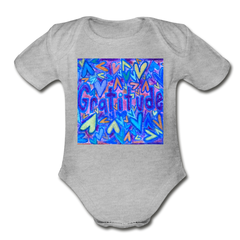 Organic Short Sleeve Baby Bodysuit - heather gray