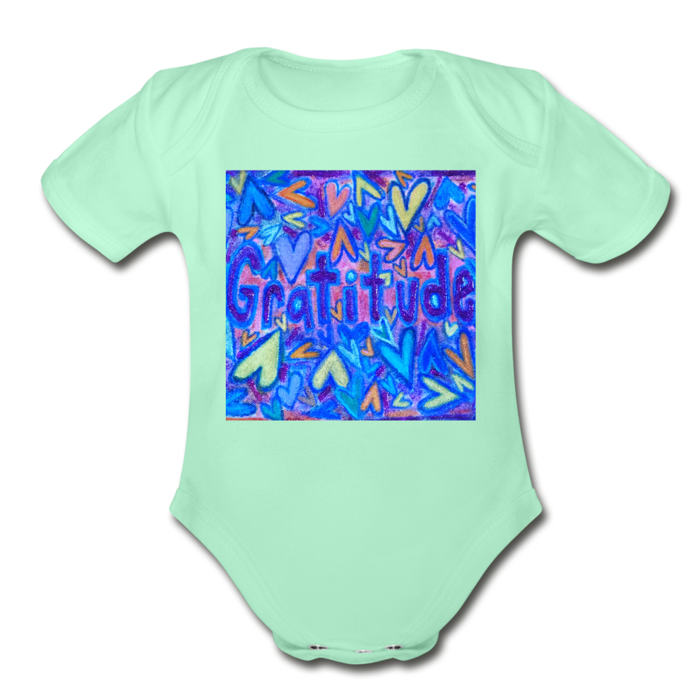 Organic Short Sleeve Baby Bodysuit - light mint