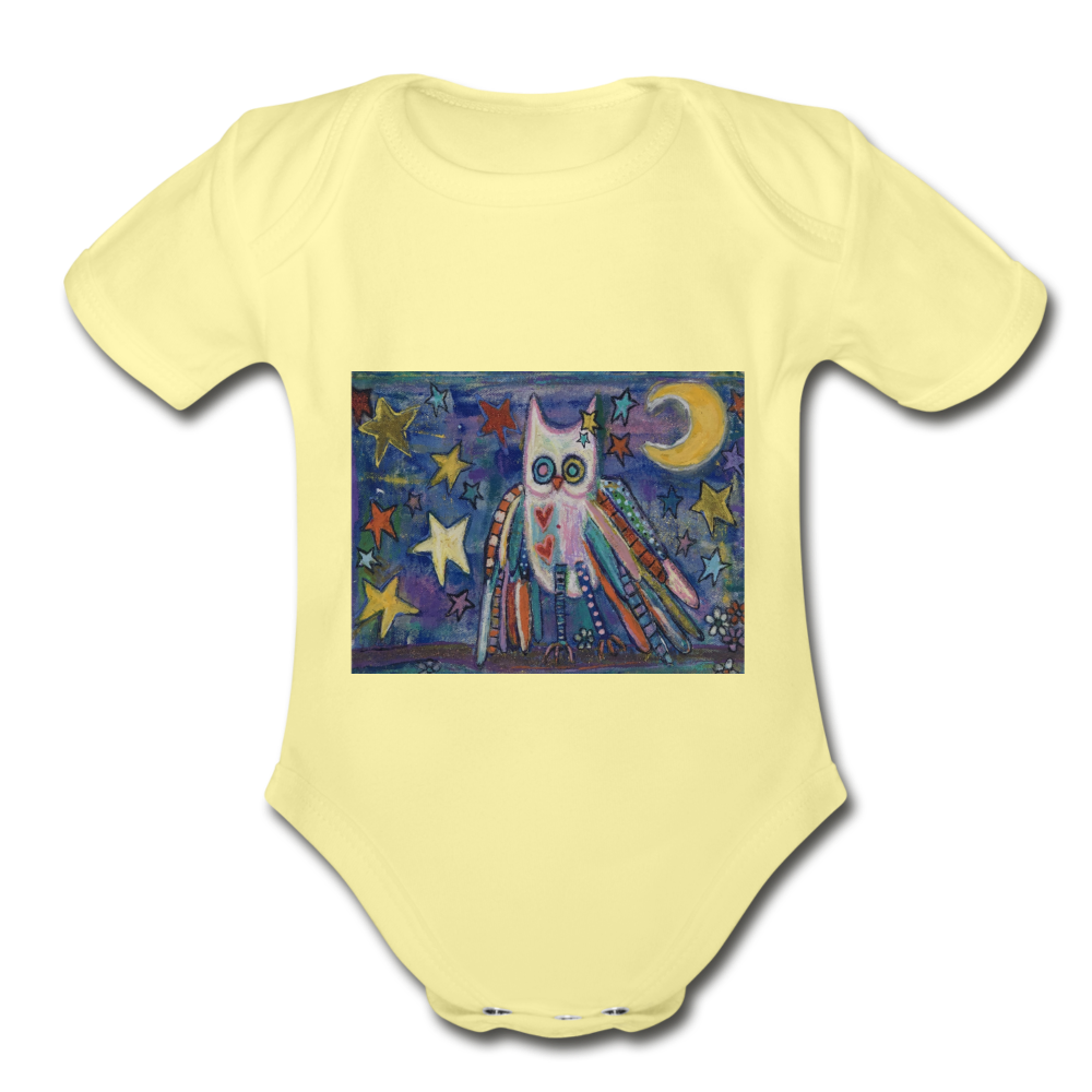 Organic Short Sleeve Baby Bodysuit - washed yellow