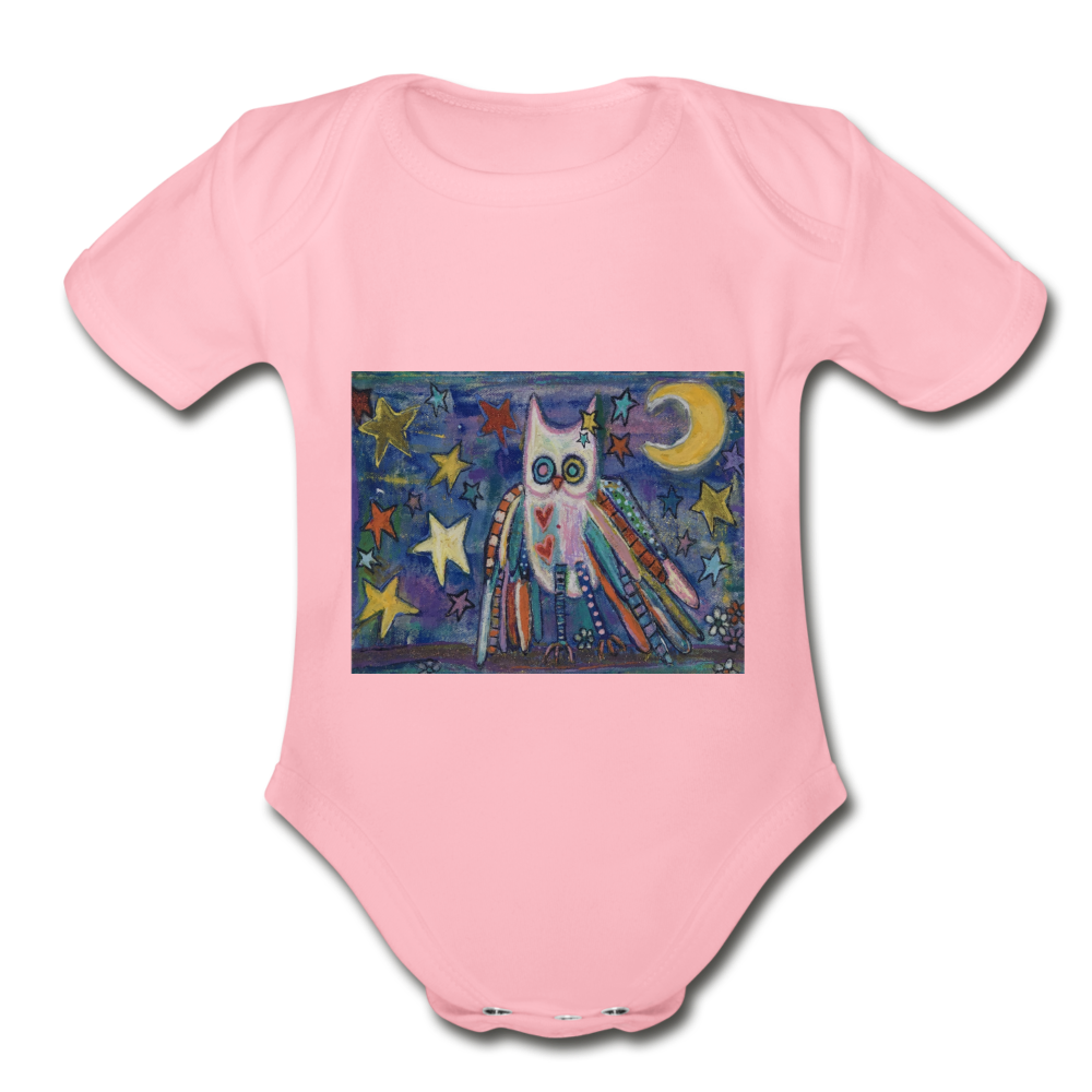 Organic Short Sleeve Baby Bodysuit - light pink