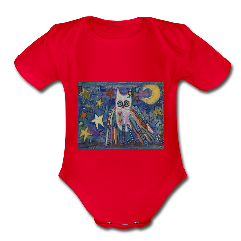 Organic Short Sleeve Baby Bodysuit - red