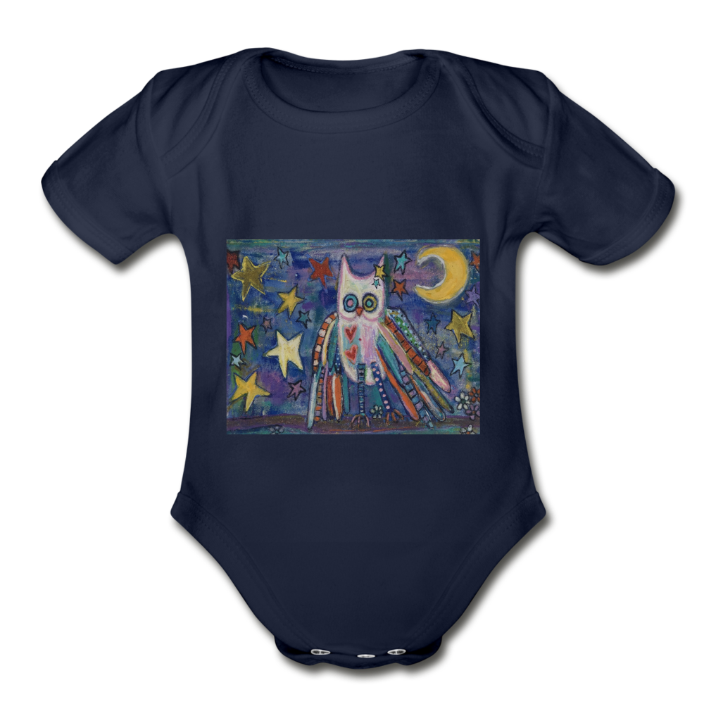 Organic Short Sleeve Baby Bodysuit - dark navy