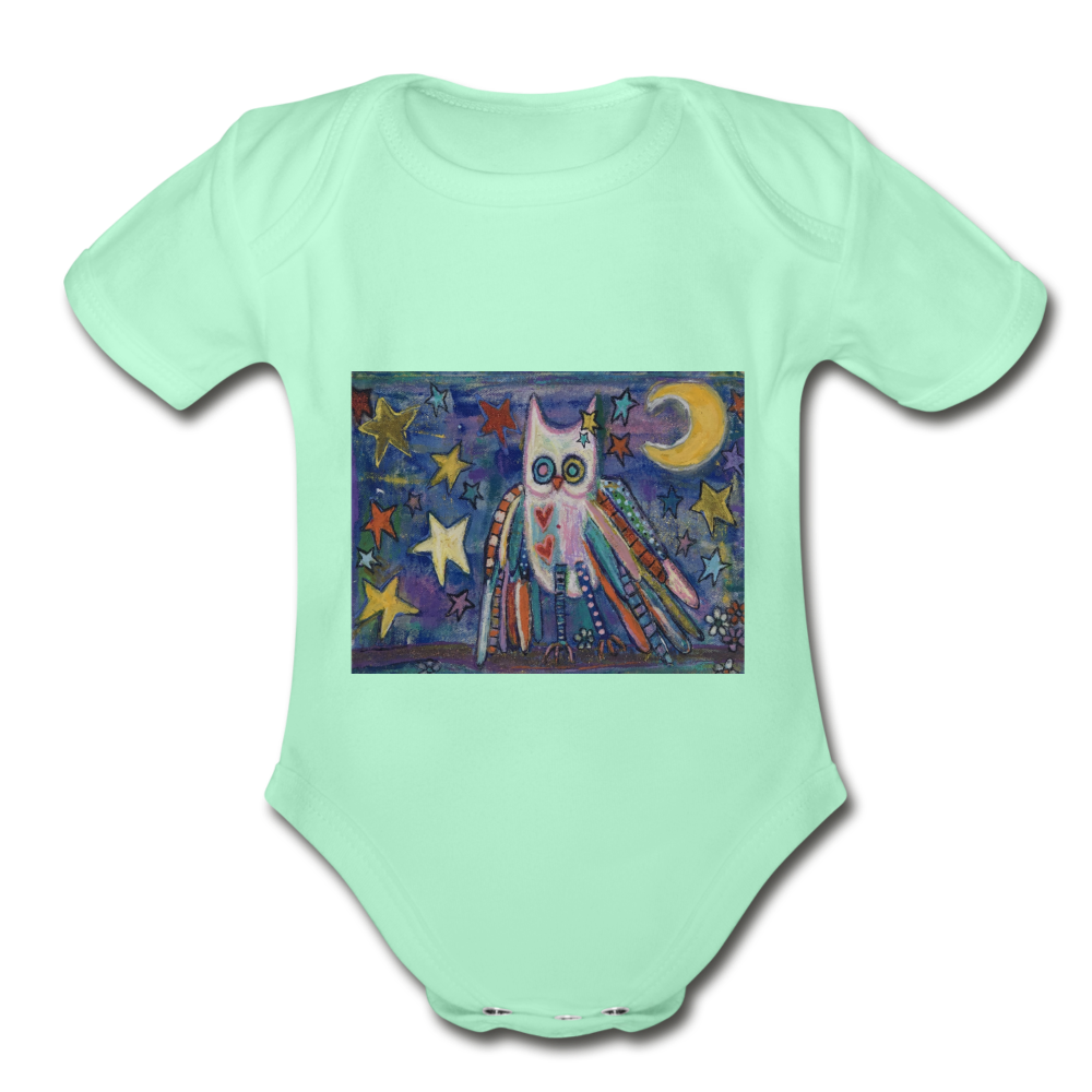 Organic Short Sleeve Baby Bodysuit - light mint