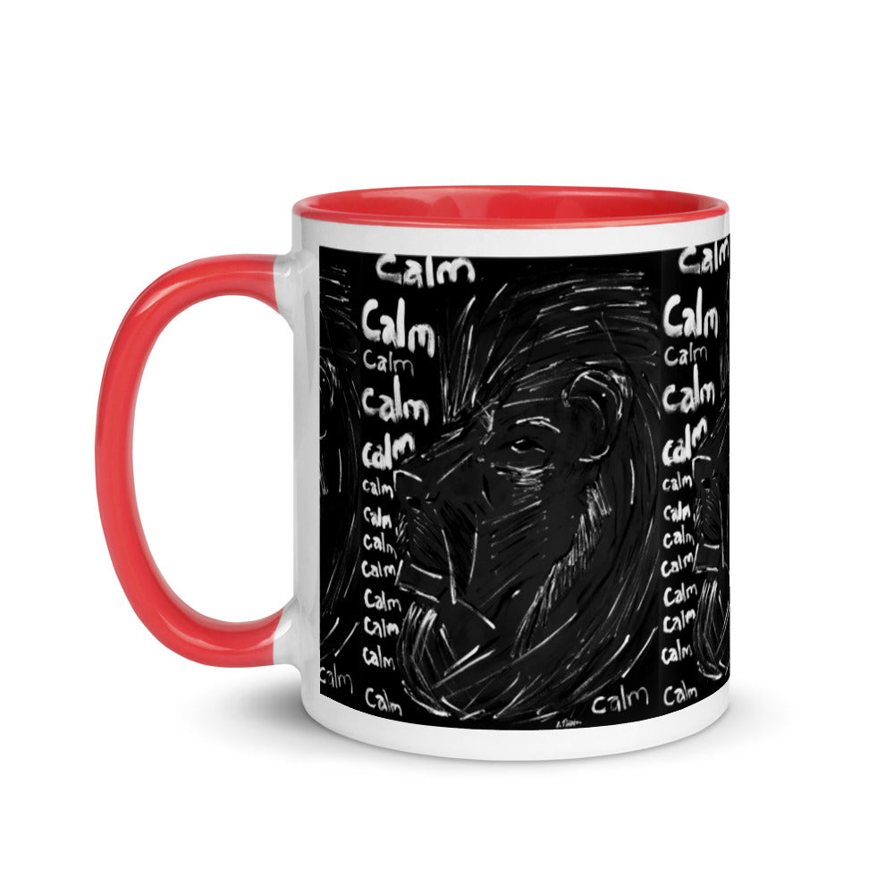 Mug with Color Inside "The Calm Lion" BW