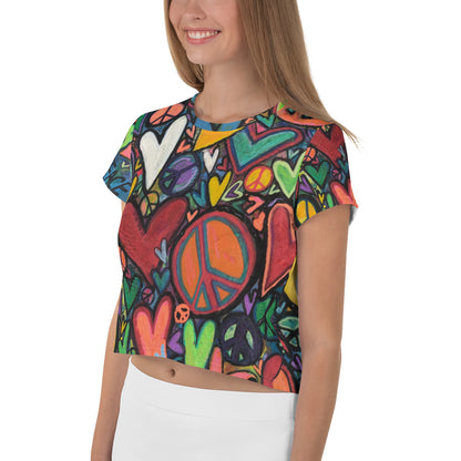 All-Over Print Crop Tee "More Peace, More Love"