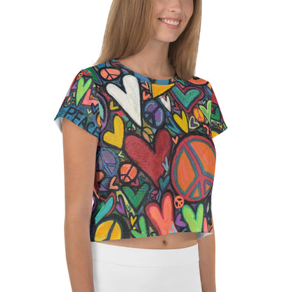 All-Over Print Crop Tee "More Peace, More Love"