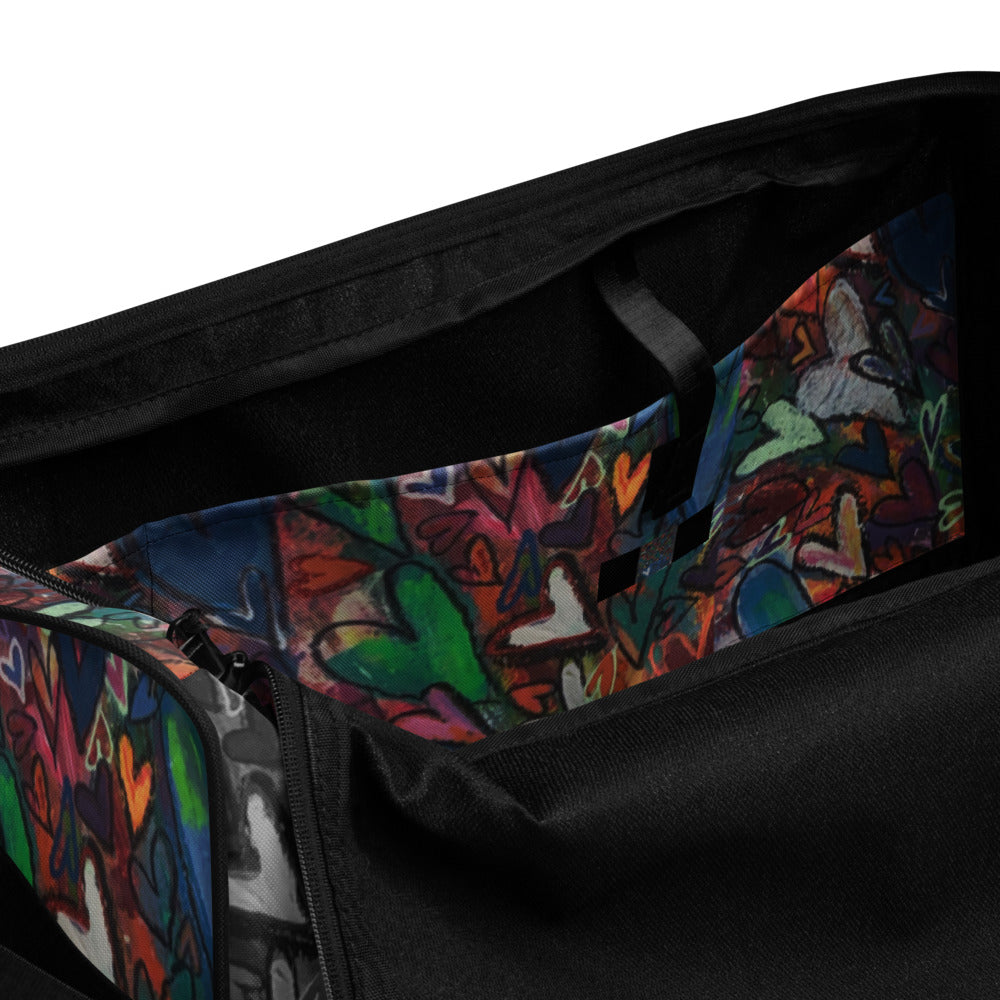 Duffle bag "Think, Feel, Knowm Be LOVE" Original Art by Stara Art, Artist Tara Sinclair