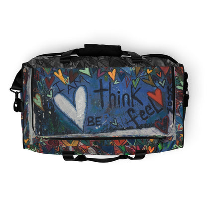 Duffle bag "Think, Feel, Knowm Be LOVE" Original Art by Stara Art, Artist Tara Sinclair