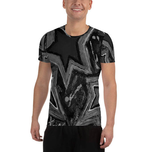 All-Over Print Men's Athletic T-shirt "5 Star"  Black n White