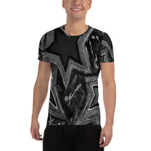 Load image into Gallery viewer, All-Over Print Men&#39;s Athletic T-shirt &quot;5 Star&quot;  Black n White
