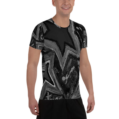 All-Over Print Men's Athletic T-shirt "5 Star"  Black n White