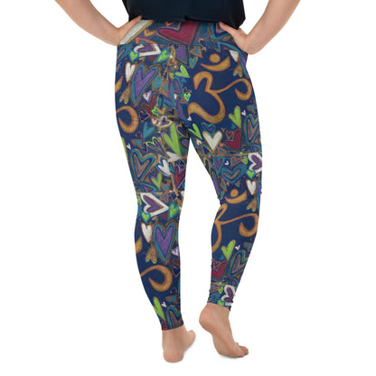 All-Over Print Plus Size Leggings  "Ohm & Hearts" Original Art by Stara Art Artist Tara Sinclair The perfect Yoga Pant for living your best life, inner peace and self love inspired !