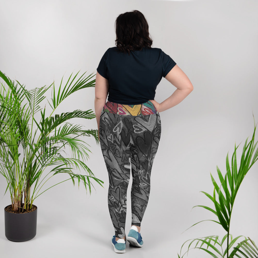 All-Over Print Plus Size Leggings "Hearts"