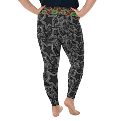 All-Over Print Plus Size Leggings " 5 Star"