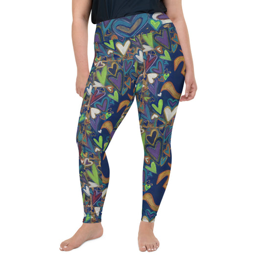 All-Over Print Plus Size Leggings  "Ohm & Hearts" Original Art by Stara Art Artist Tara Sinclair The perfect Yoga Pant for living your best life, inner peace and self love inspired !