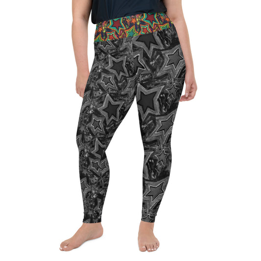 All-Over Print Plus Size Leggings " 5 Star"