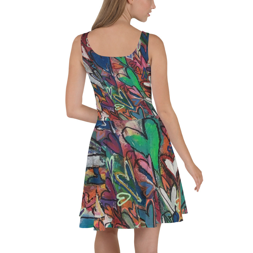 Skater Dress "Colorful Hearts" Artist Tara Sincalir /Stara Art