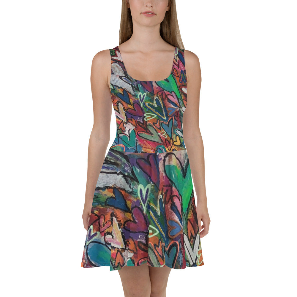 Skater Dress "Colorful Hearts" Artist Tara Sincalir /Stara Art