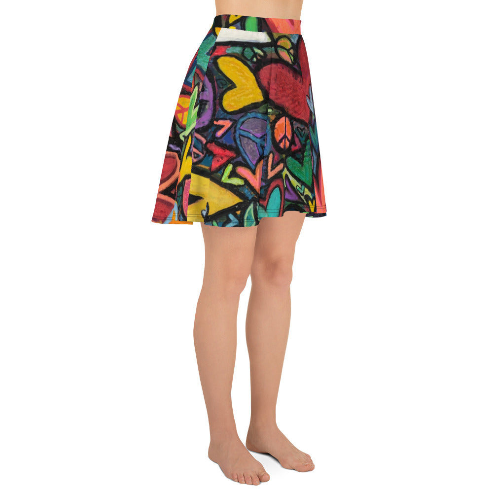 Skater Skirt "More Peace, More Love" Artist Tara Sinclair / Stara Art