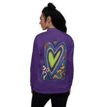 Load image into Gallery viewer, Unisex Bomber Jacket  &quot;Ohm and Hearts&quot; Original Art by Stara Art / Artist Tara Sinclair
