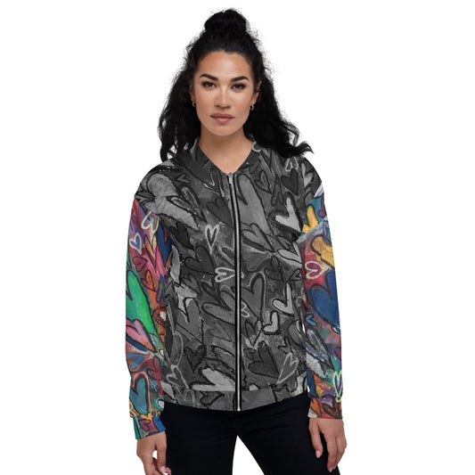 Unisex Bomber Jacket "Hearts" Original Art by Stara Art / Artist Tara Sinclair