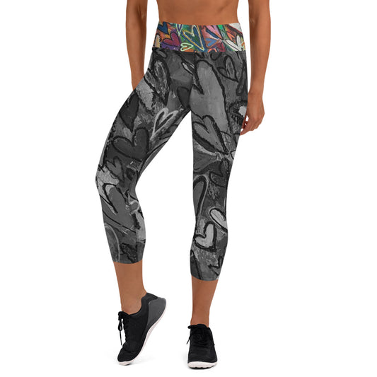 Yoga Capri Leggings "Hearts come in all colors" Artist Tara Sinclair / Stara Art