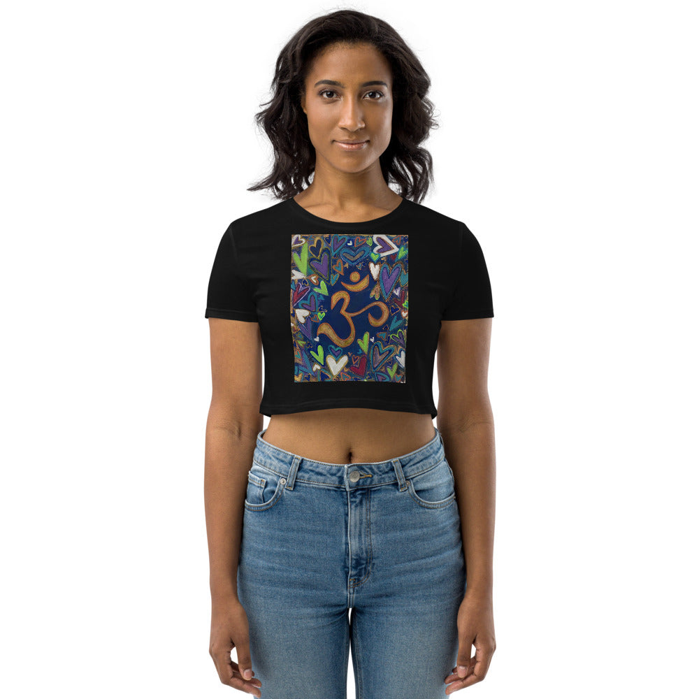 Organic Crop Top "Ohm and Hearts" Artist Tara Sincair / Stara Art