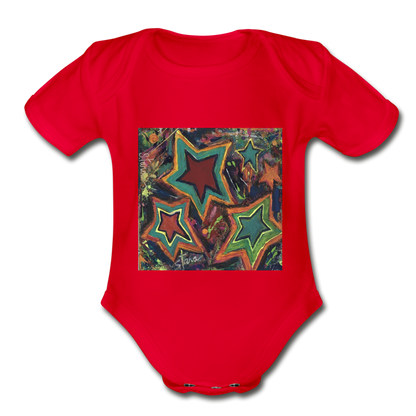 Organic Short Sleeve Baby Bodysuit - red