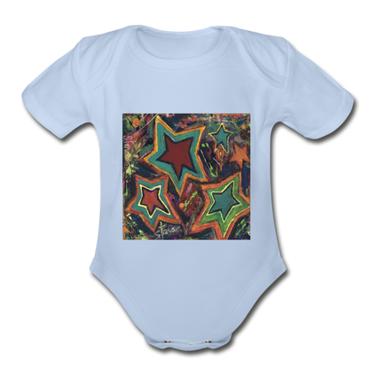Organic Short Sleeve Baby Bodysuit - sky