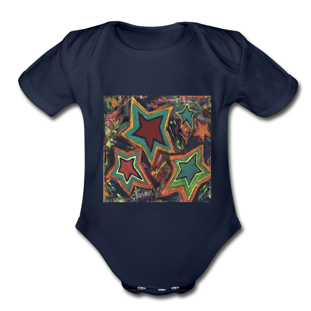 Organic Short Sleeve Baby Bodysuit - dark navy