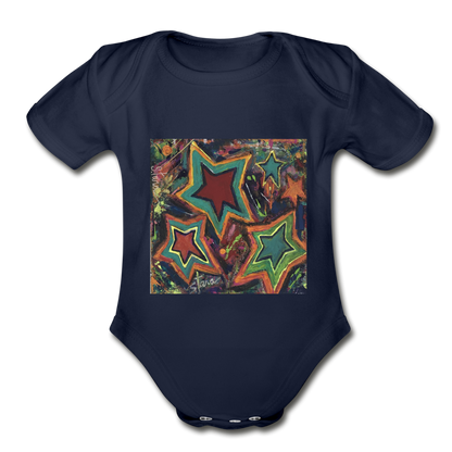 Organic Short Sleeve Baby Bodysuit - dark navy
