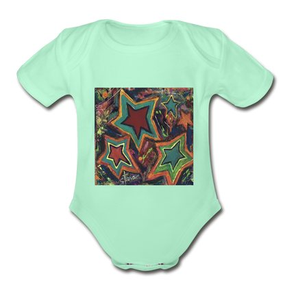 Organic Short Sleeve Baby Bodysuit - light mint