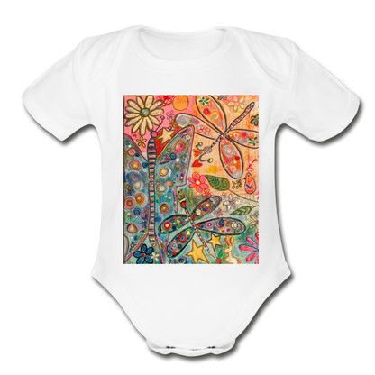 Organic Short Sleeve Baby Bodysuit - white