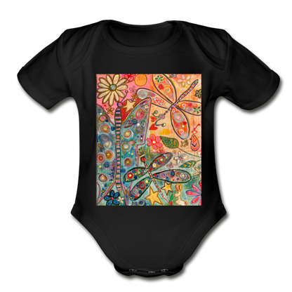 Organic Short Sleeve Baby Bodysuit - black