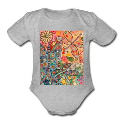 Organic Short Sleeve Baby Bodysuit - heather gray