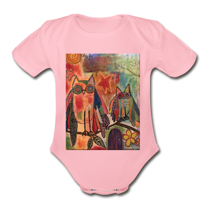 Organic Short Sleeve Baby Bodysuit - light pink