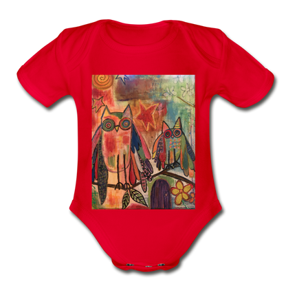 Organic Short Sleeve Baby Bodysuit - red