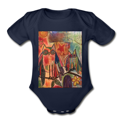 Organic Short Sleeve Baby Bodysuit - dark navy