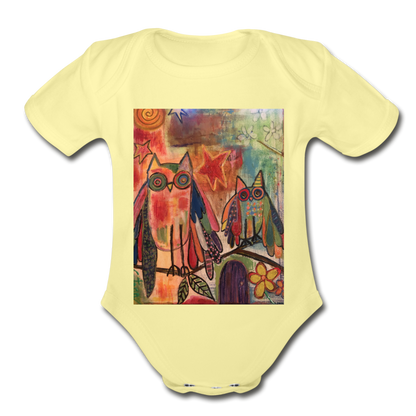 Organic Short Sleeve Baby Bodysuit - washed yellow