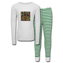Load image into Gallery viewer, Kids’ Pajama Set - white/green stripe
