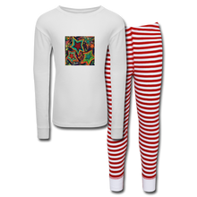 Load image into Gallery viewer, Kids’ Pajama Set - white/red stripe

