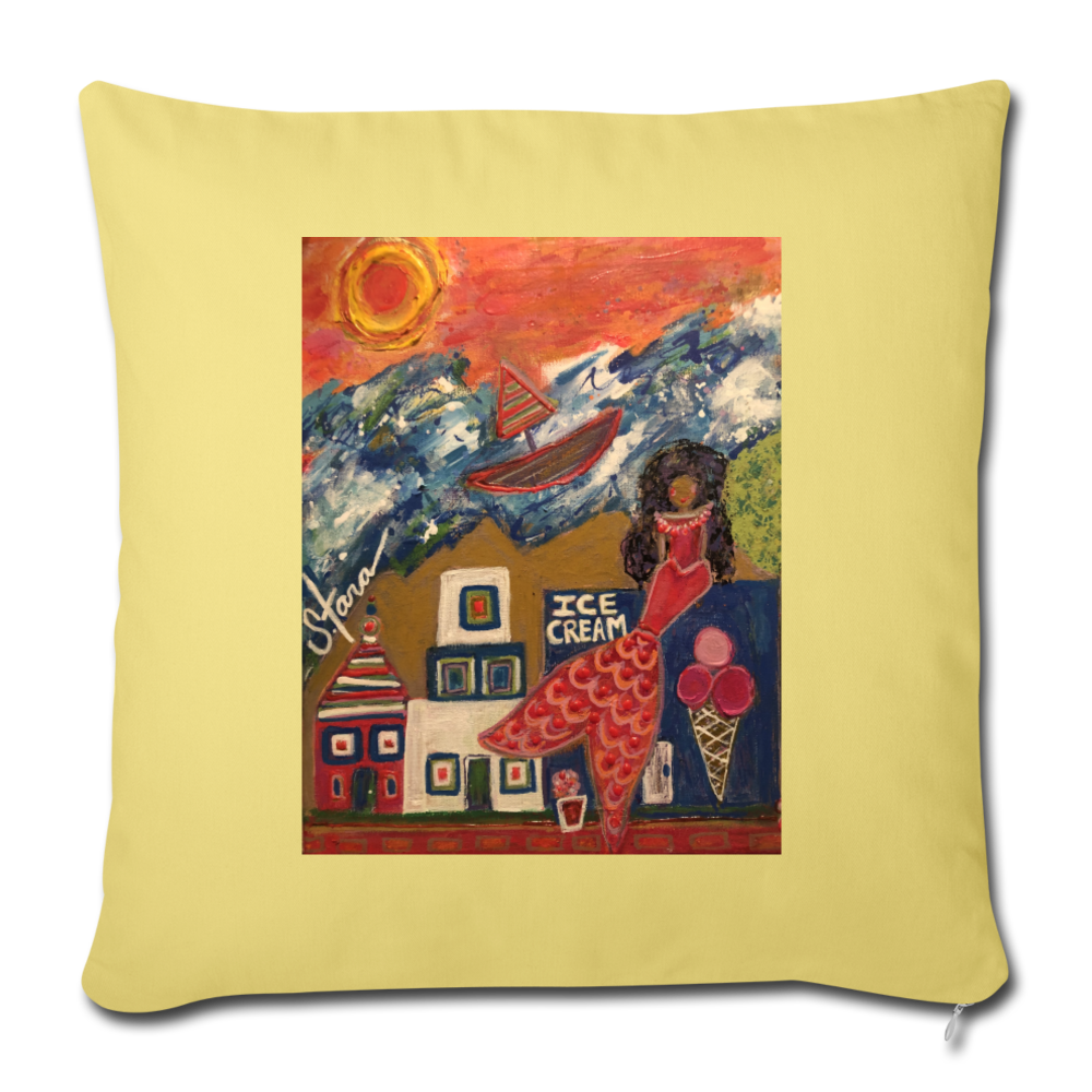 Throw Pillow Cover 18” x 18” - washed yellow