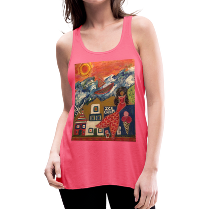 Women's Flowy Tank Top by Bella - neon pink
