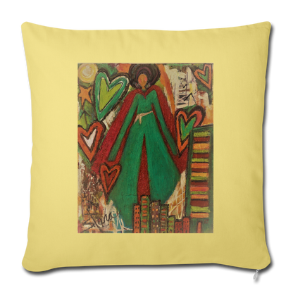 Throw Pillow Cover 18” x 18” - washed yellow