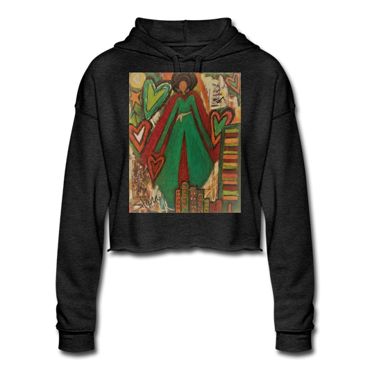 Women's Cropped Hoodie - deep heather