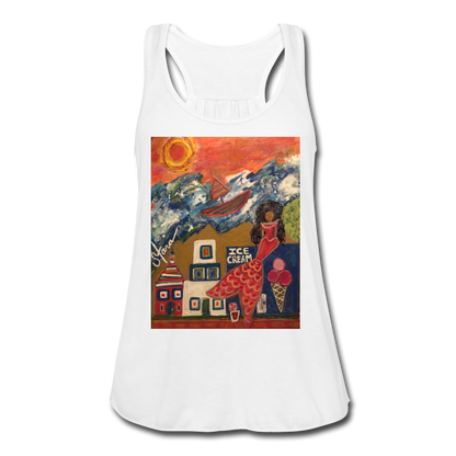 Women's Flowy Tank Top by Bella - white