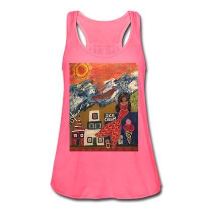 Women's Flowy Tank Top by Bella - neon pink