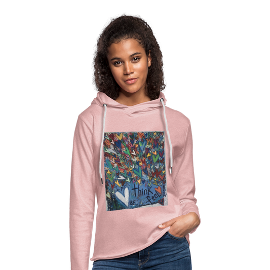 Unisex Lightweight Terry Hoodie - cream heather pink