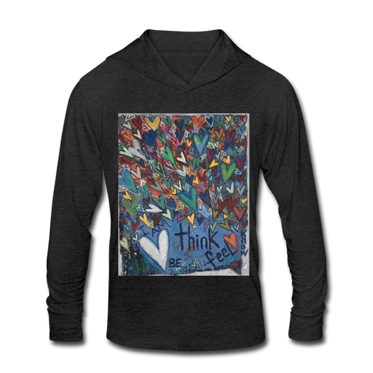 Unisex Tri-Blend Hoodie Shirt - heather black