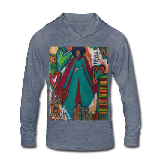 Unisex Tri-Blend Hoodie Shirt - heather blue